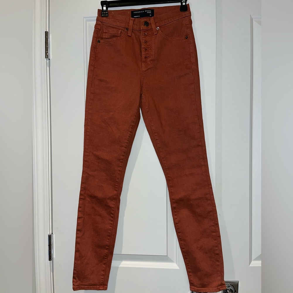 Veronica Beard maera skinny high rise rust colored jeans size 25